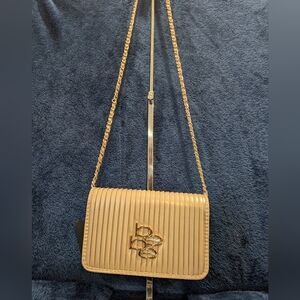 Bebe Nadine Pleats Flap Crossbody, Beige, 7.5x4.5x2", NWT, NO CALL OUTS
